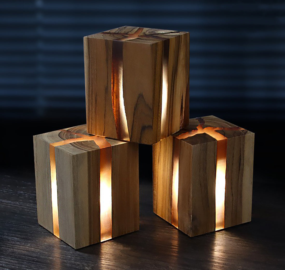 Nordic Crack LED Wooden Lamp